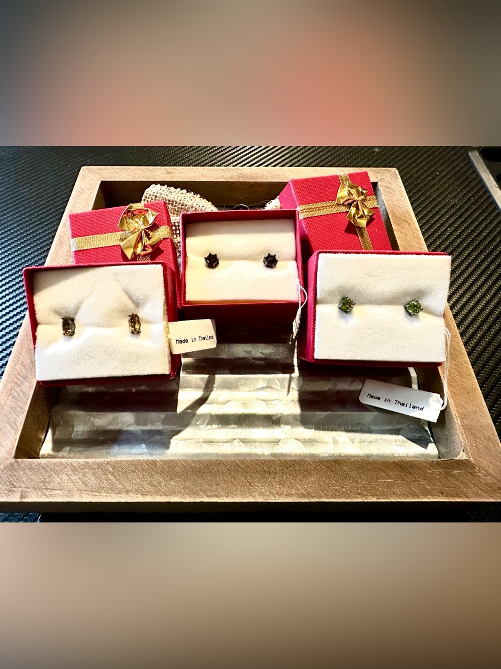 Variety of colors Three New Gemstone Stud Earring Sets - Unknown Brand -